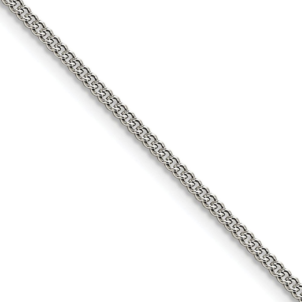 Black Bow Jewelry Company 2.25mm Stainless Steel Round Curb Chain Necklace, 24 Inch