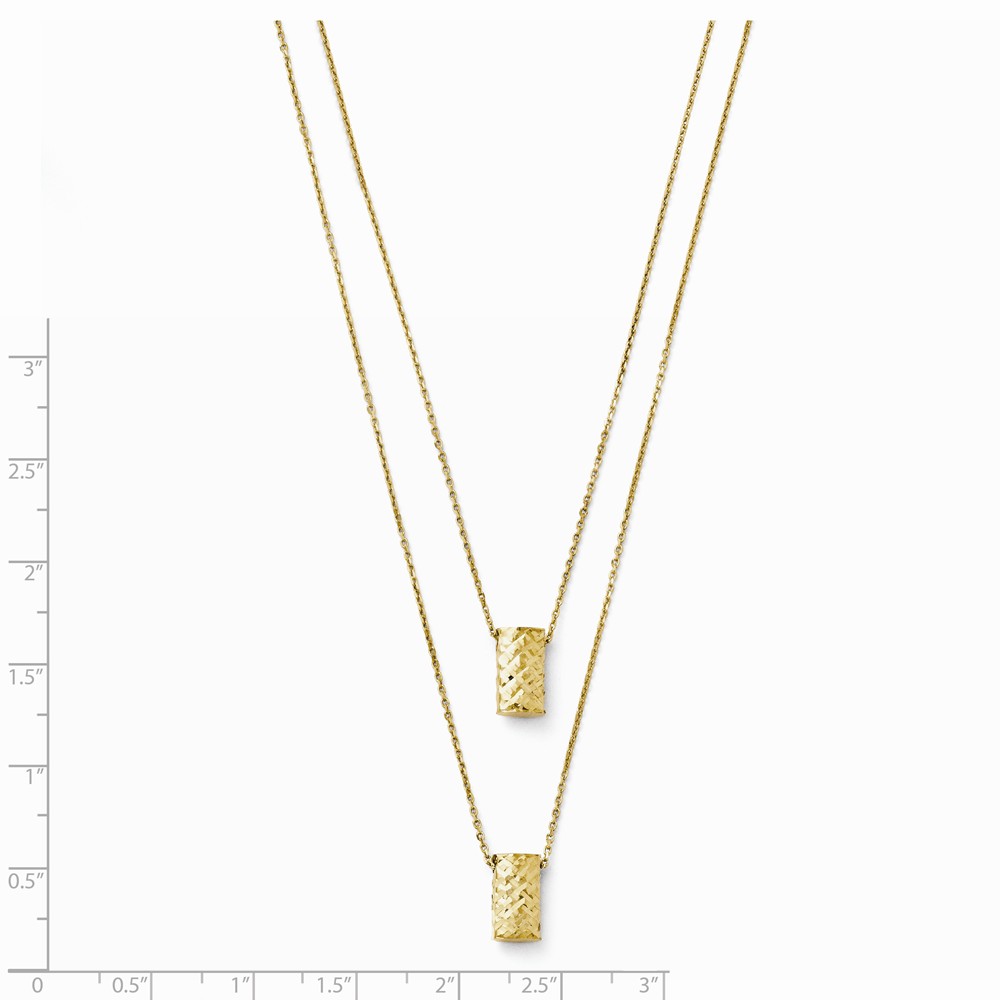 Black Bow Jewelry Company 14k Yellow Gold Italian Two Layer Diamond Cut Necklace, 18 Inch