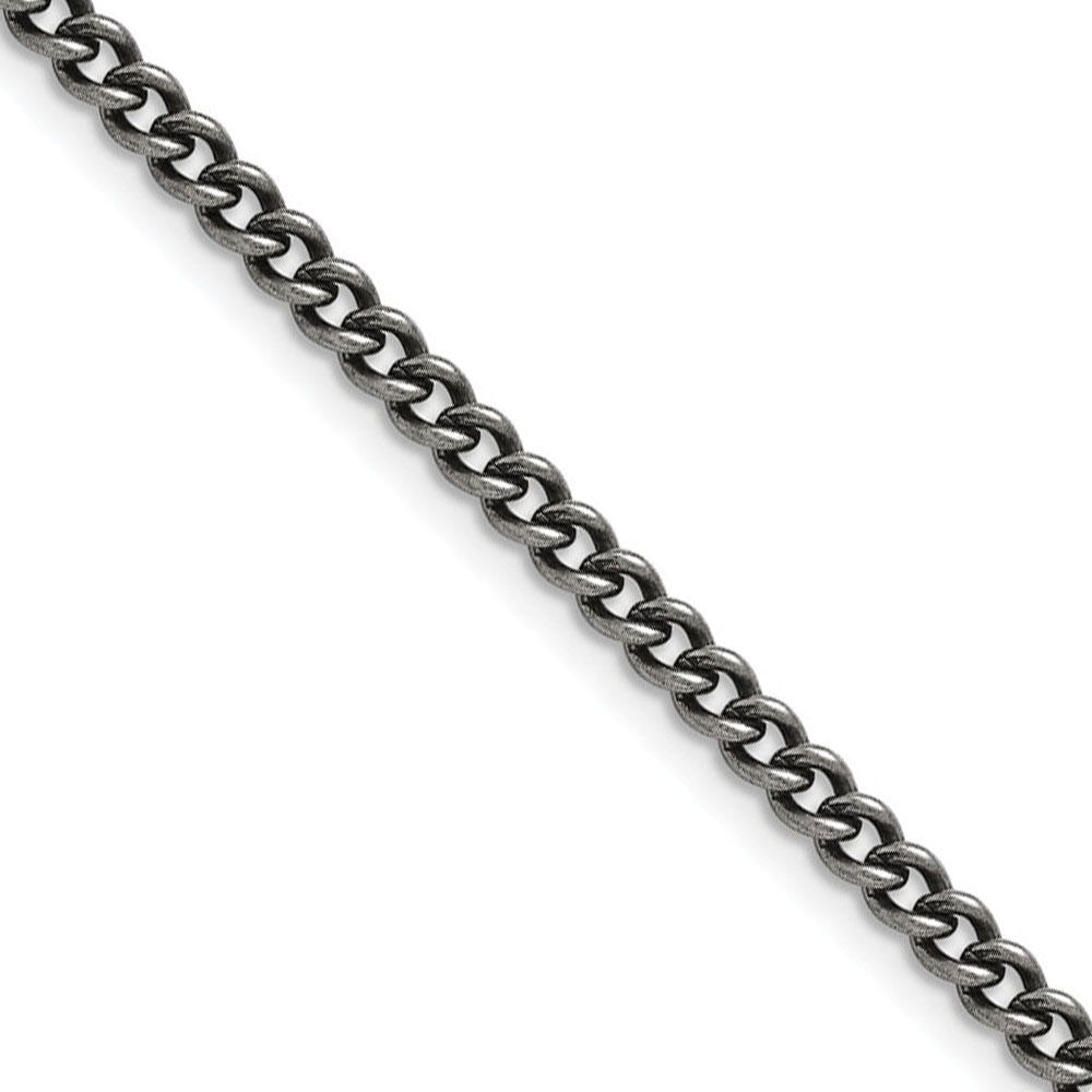 Black Bow Jewelry Company 4mm Stainless Steel Antiqued Round Curb Chain Necklace