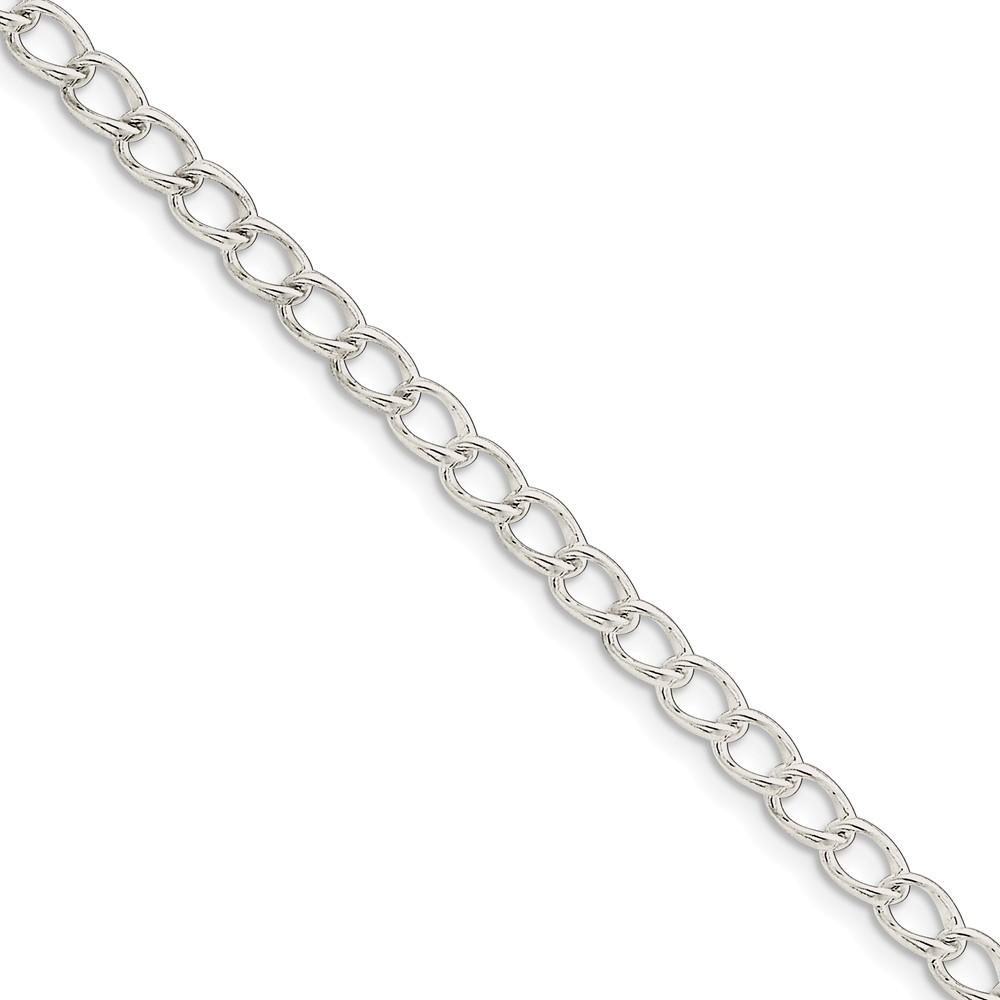 Black Bow Jewelry Company 4.5mm, Sterling Silver Half Round, Solid Curb Chain Bracelet, 7 Inch