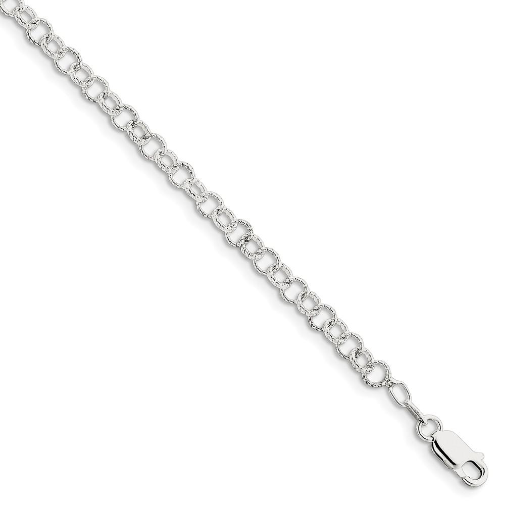 Black Bow Jewelry Company 4.75mm, Sterling Silver Fancy Solid Rolo Chain Bracelet, 7 Inch