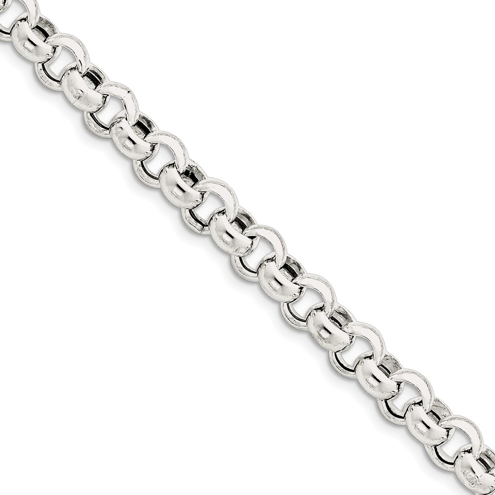 Black Bow Jewelry Company Men's 9.5mm, Sterling Silver, Hollow Rolo Chain Bracelet, 7.5 Inch