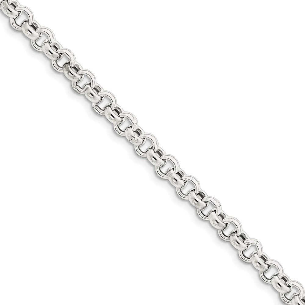 Black Bow Jewelry Company Men's 6.5mm, Sterling Silver, Hollow Rolo Chain Bracelet, 7 Inch