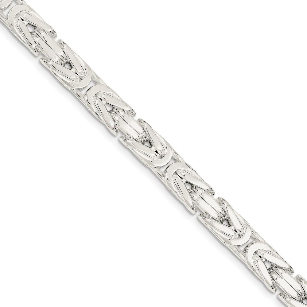 Black Bow Jewelry Company Mens 8.25mm Sterling Silver Square Solid Byzantine Chain Bracelet, 9in