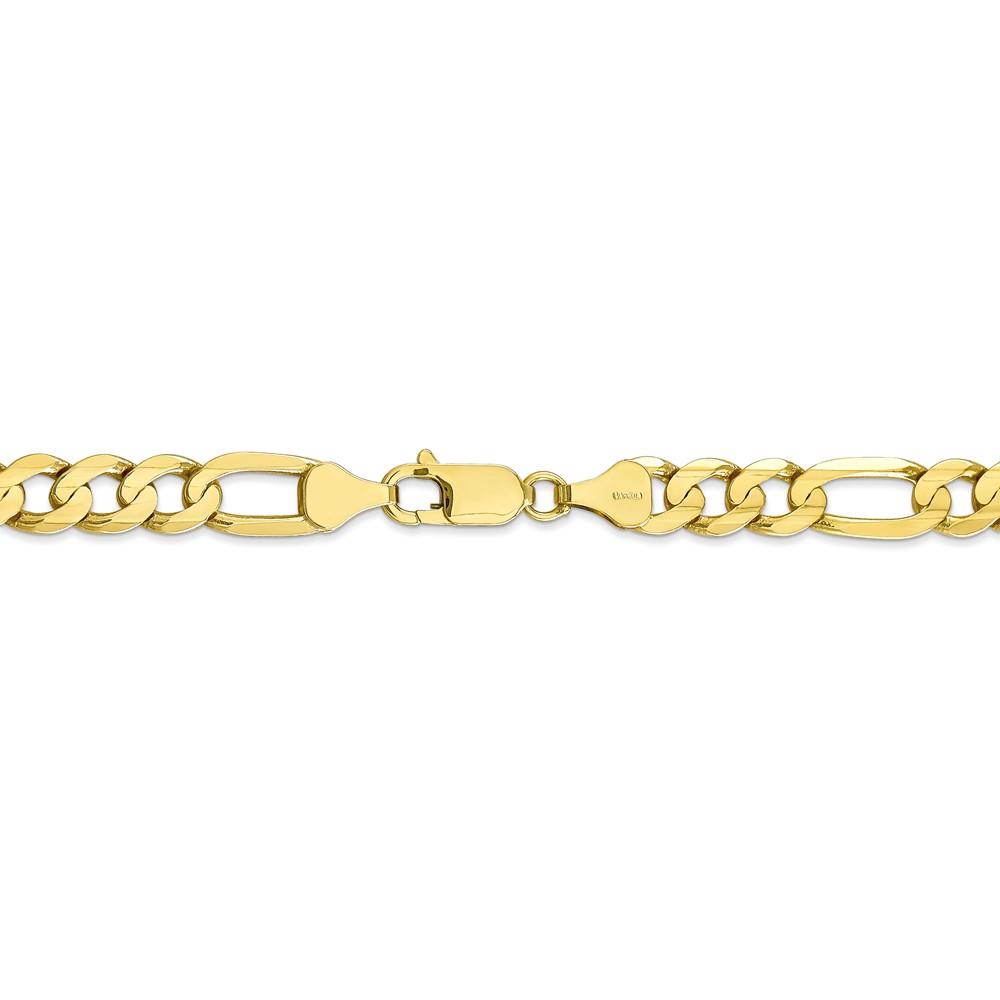 Black Bow Jewelry Company Men's 6.75mm, 10k Yellow Gold, Concave Figaro Chain Bracelet, 8 Inch