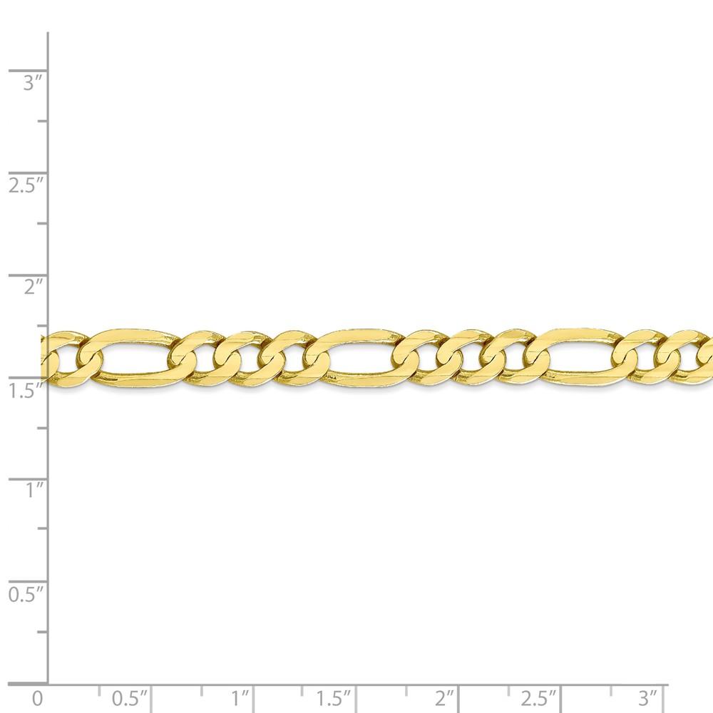 Black Bow Jewelry Company Men's 6.75mm, 10k Yellow Gold, Concave Figaro Chain Bracelet, 8 Inch