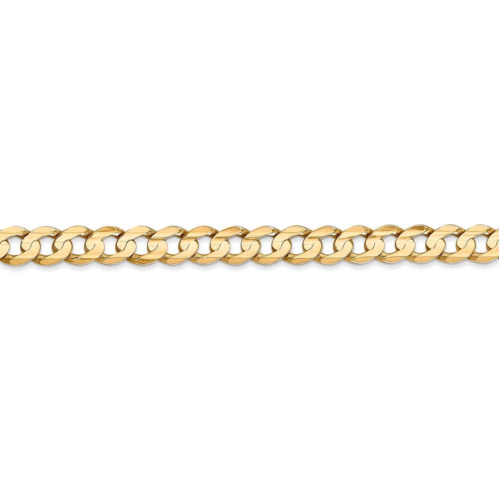 Black Bow Jewelry Company 5.25mm, 14k Yellow Gold, Open Concave Curb Chain Bracelet, 8 Inch
