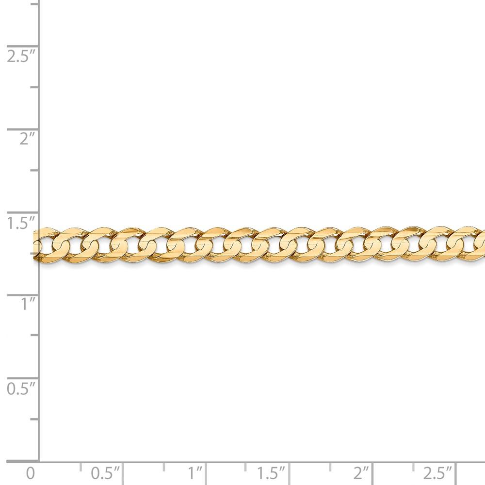 Black Bow Jewelry Company 5.25mm, 14k Yellow Gold, Open Concave Curb Chain Bracelet, 8 Inch