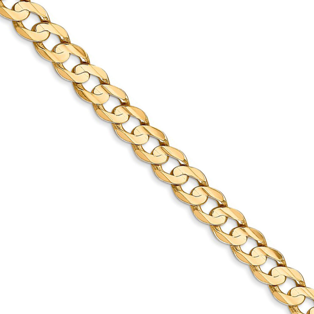 Black Bow Jewelry Company 5.25mm, 14k Yellow Gold, Open Concave Curb Chain Necklace, 22 Inch