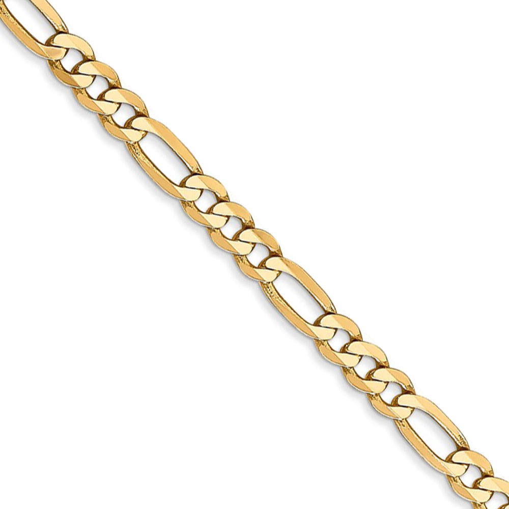 Black Bow Jewelry Company 4mm, 14k Yellow Gold, Flat Figaro Chain Bracelet