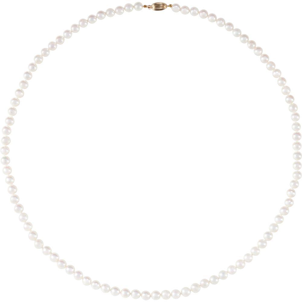 Black Bow Jewelry Company 6.0-6.5mm White Akoya Cultured Pearl & 14k Yellow Gold Necklace (A)