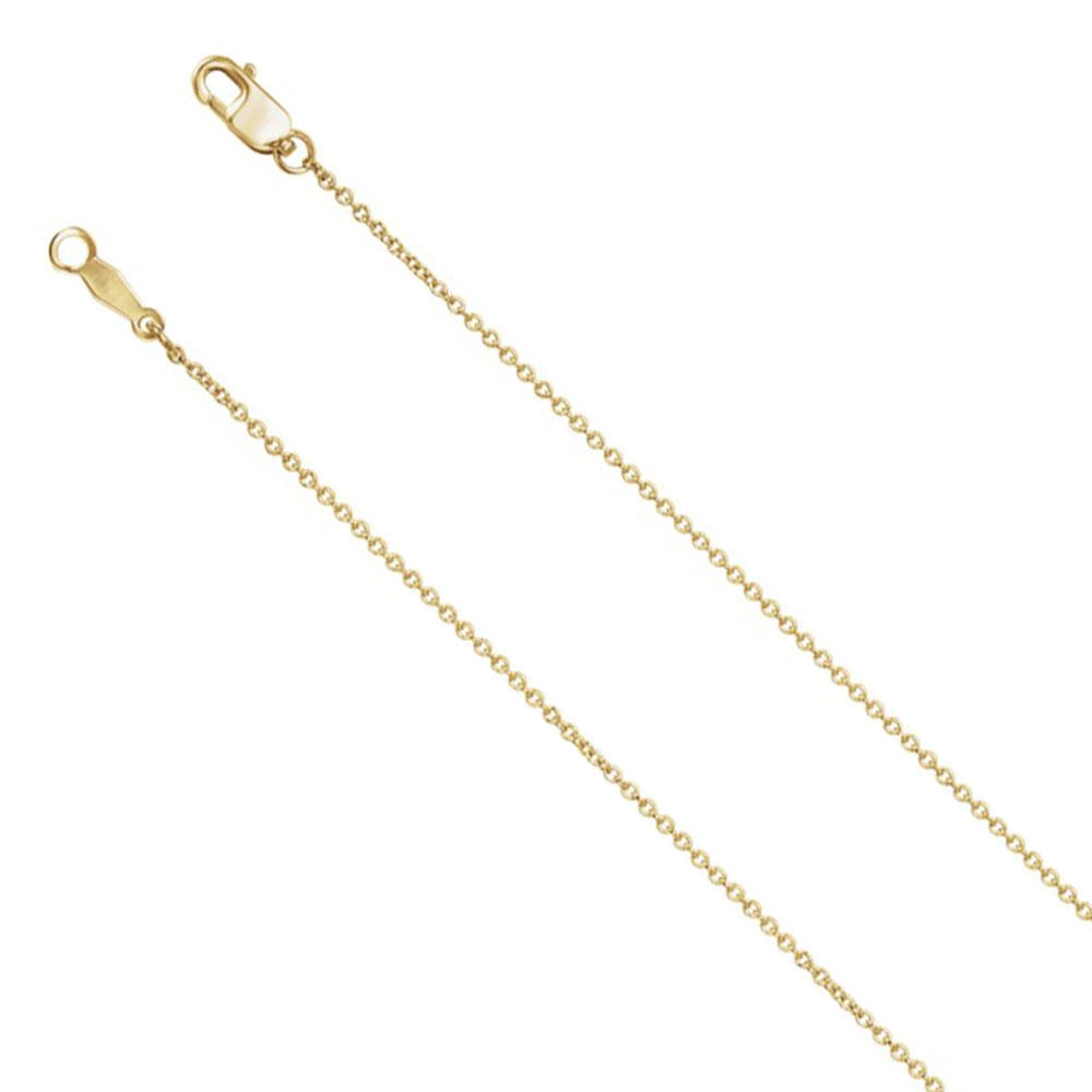 Black Bow Jewelry Company 1mm 14k Yellow Gold Solid Cable Chain Lobster Clasp Necklace