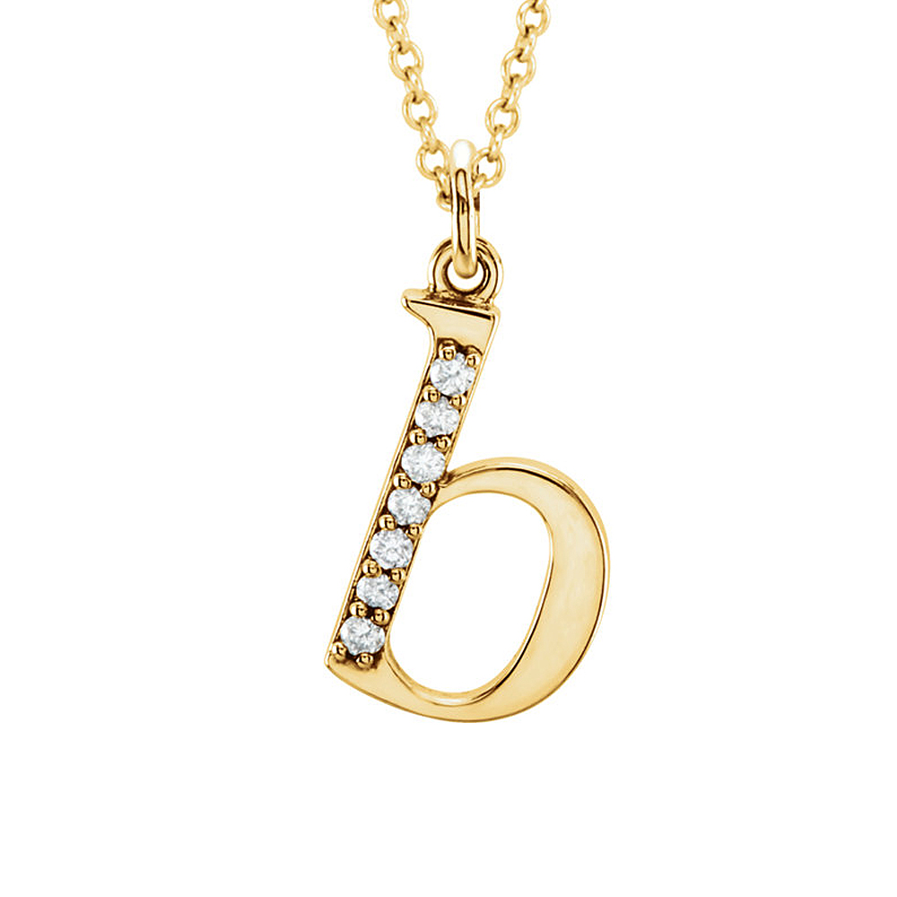 Black Bow Jewelry Company The Abbey 14k Yellow Diamond Lower Case Initial 'b' Necklace 16 Inch