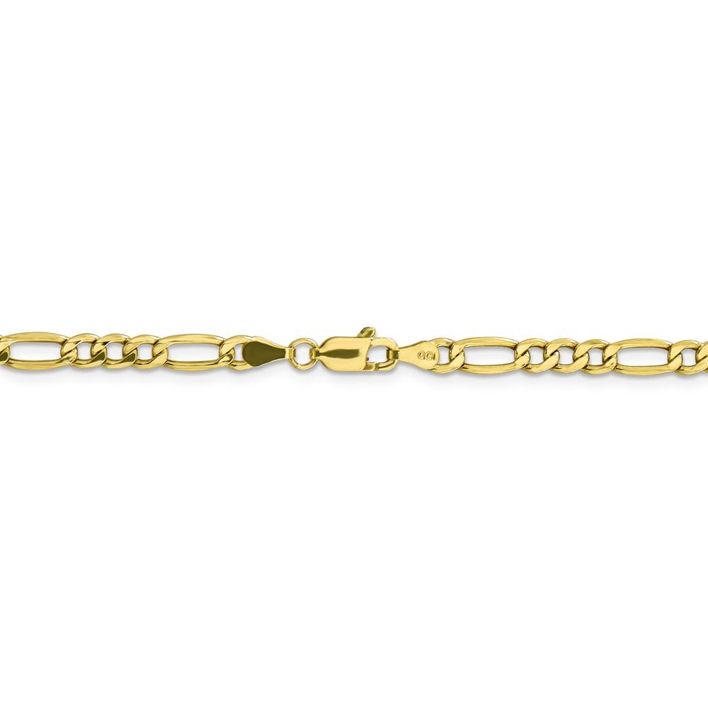 Black Bow Jewelry Company 4.5mm, 10k Yellow Gold Hollow Figaro Chain Bracelet, 7 Inch