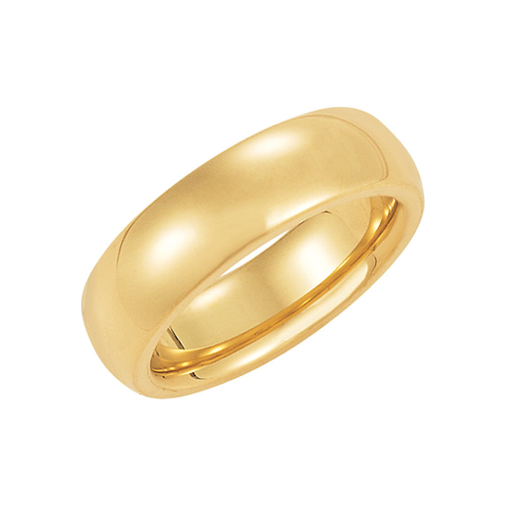 Black Bow Jewelry Company 6mm Heavy Polished Domed Comfort Fit 14k Yellow Gold Band