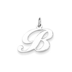 Black Bow Jewelry Company Sterling Silver, Ella Collection Medium Fancy Script Initial B Pendant