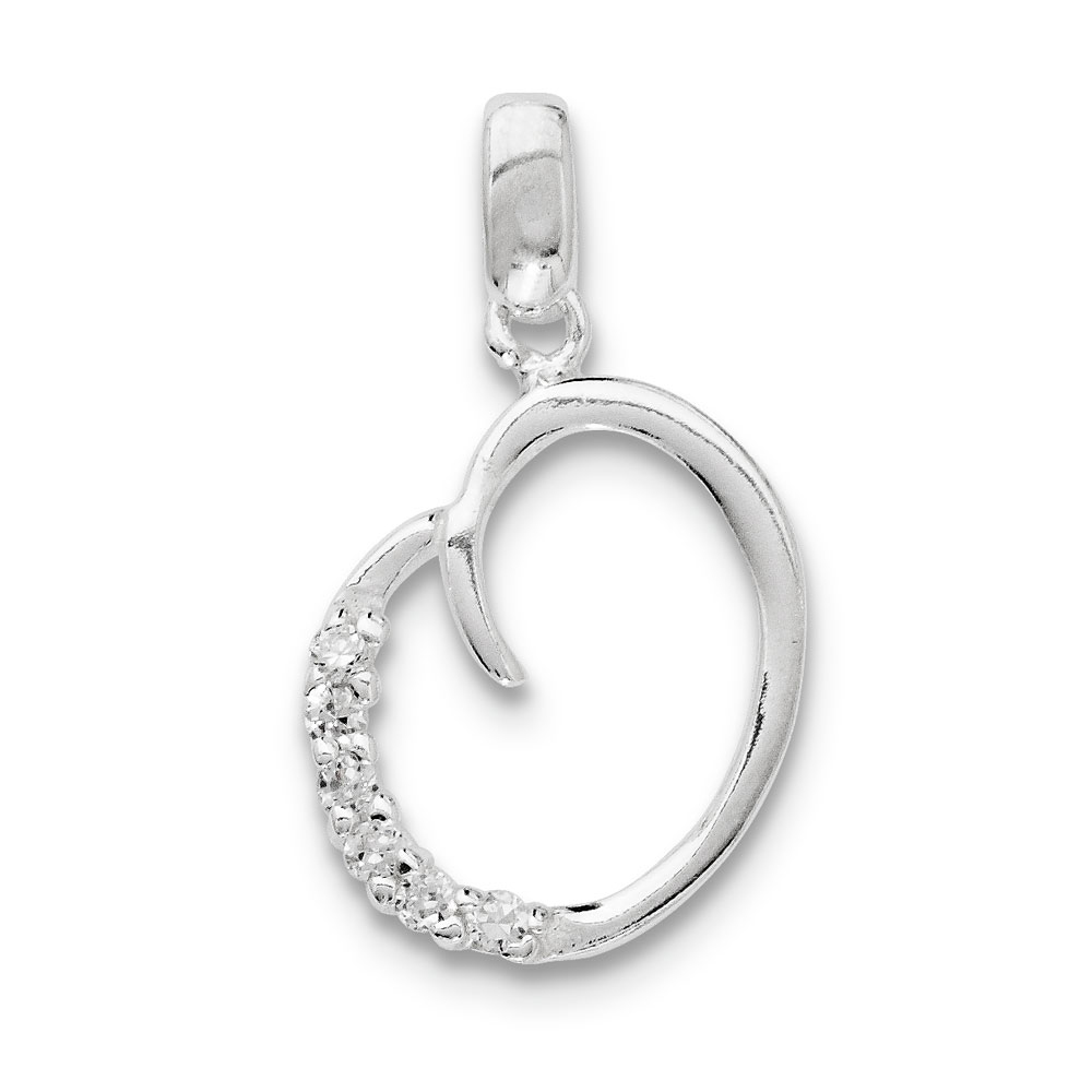 Black Bow Jewelry Company Sterling Silver and CZ, Lauren Collection, Initial O Pendant