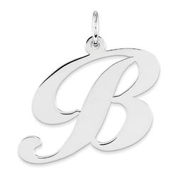Black Bow Jewelry Company Sterling Silver, Ella Collection, LG Fancy Script Initial B Pendant