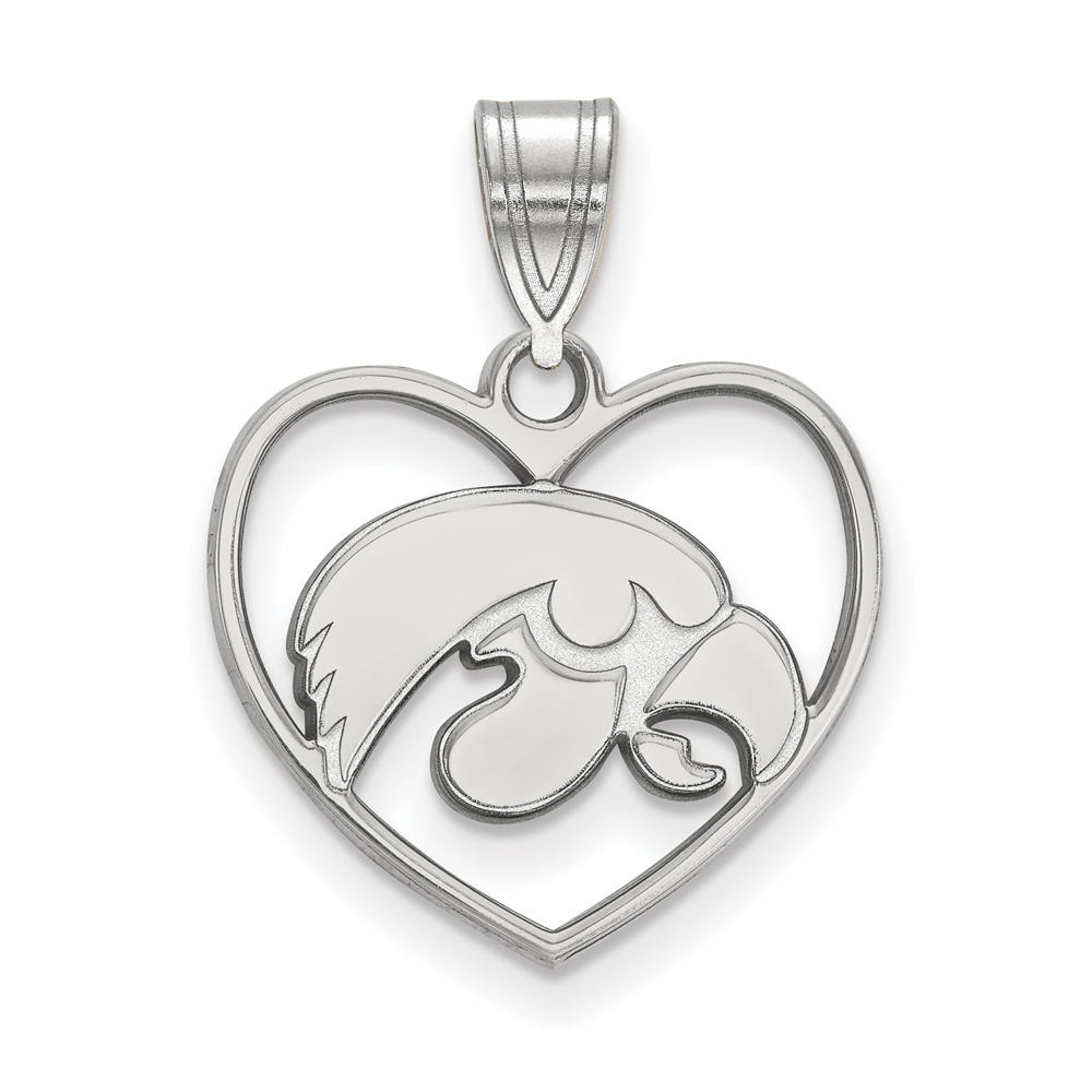 LogoArt Sterling Silver U. of Iowa Heart Pendant