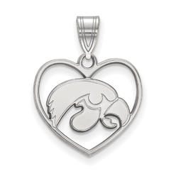 LogoArt Sterling Silver U. of Iowa Heart Pendant