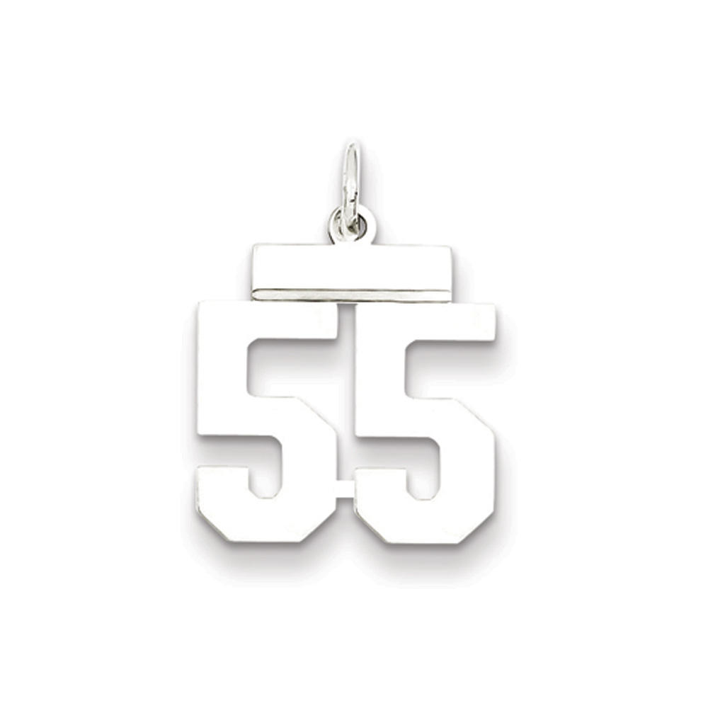 Black Bow Jewelry Company Sterling Silver, Athletic Collection, Large Polished Number 55 Pendant
