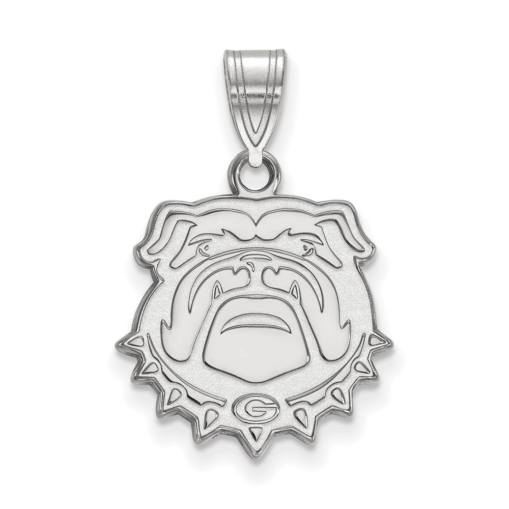 LogoArt Sterling Silver U. of Georgia Medium Bulldog Pendant