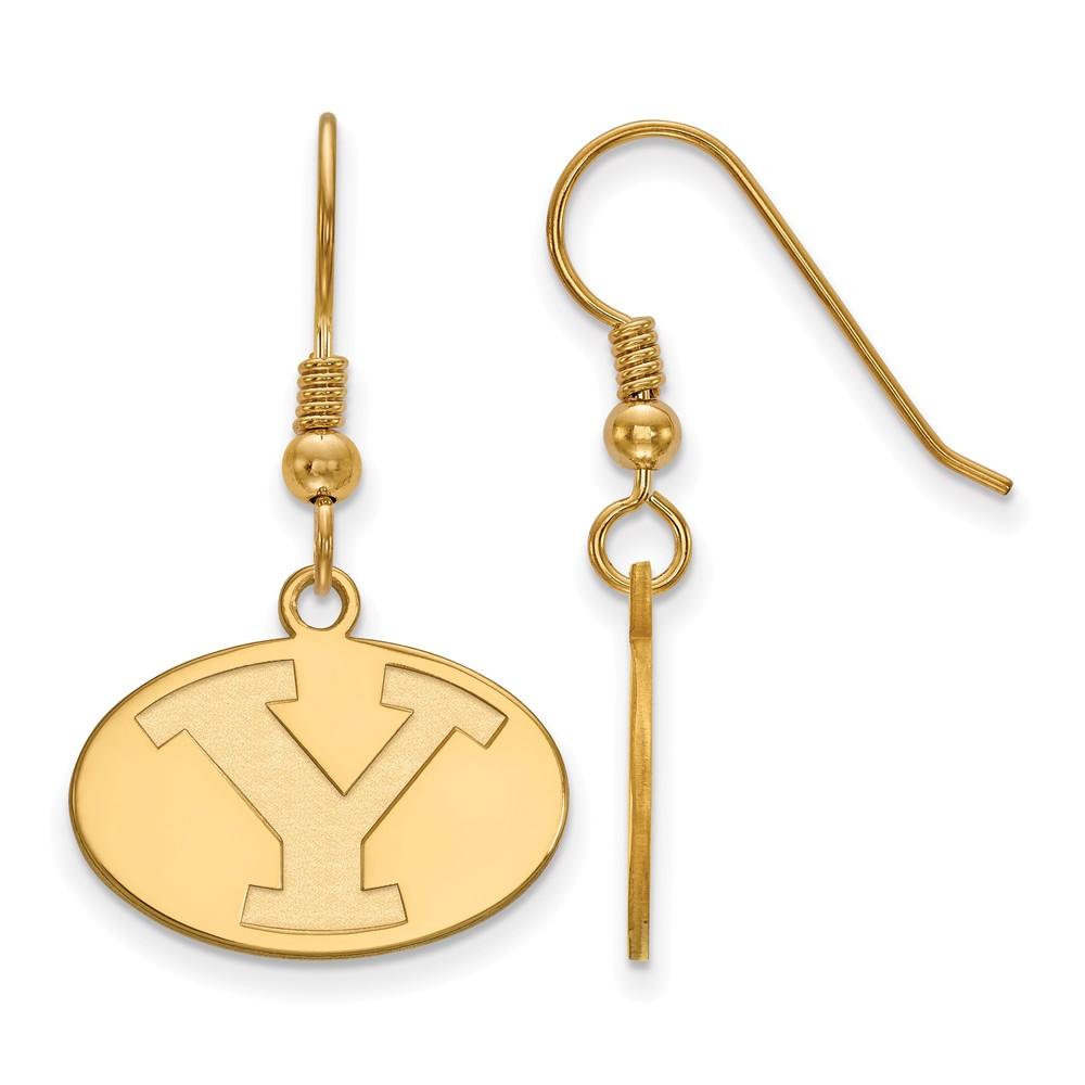 LogoArt 14k Gold Plated Silver Brigham Young University Dangle Earrings