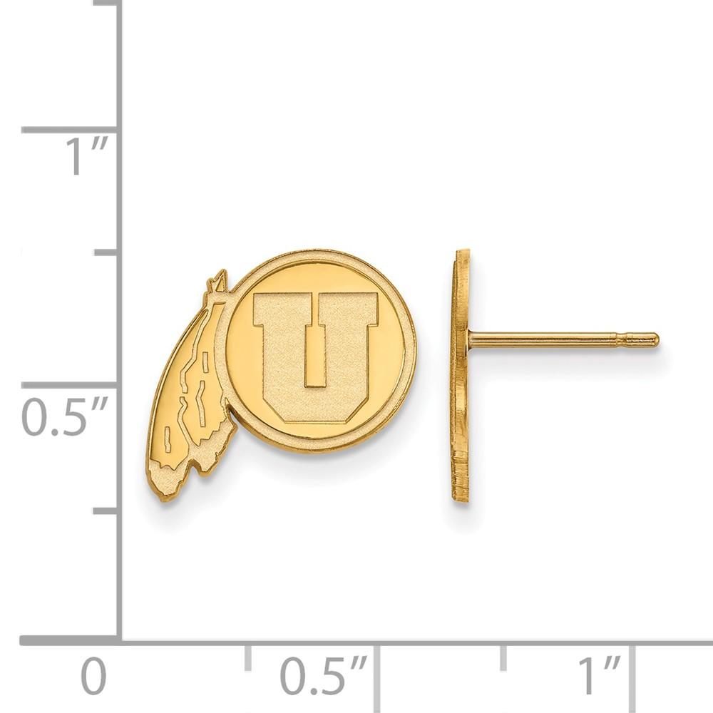 LogoArt 14k Gold Plated Silver University of Utah Small Post Earrings
