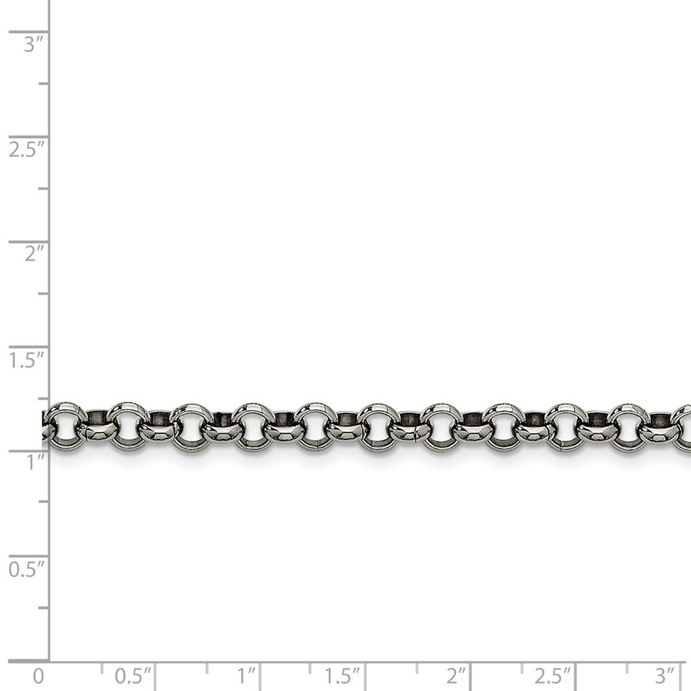 Black Bow Jewelry Company Men's 6mm Stainless Steel Polished Rolo Chain Bracelet, 7.5 Inch