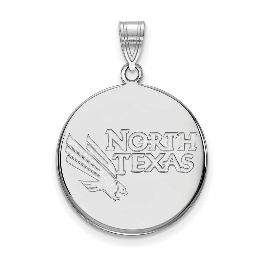 LogoArt Sterling Silver North Texas Large Disc Pendant