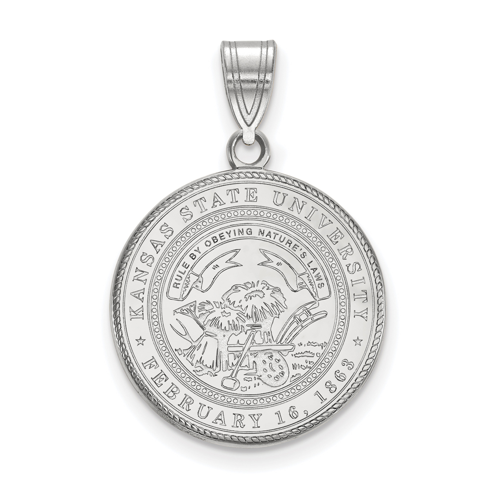 LogoArt Sterling Silver Kansas State Large Crest Pendant