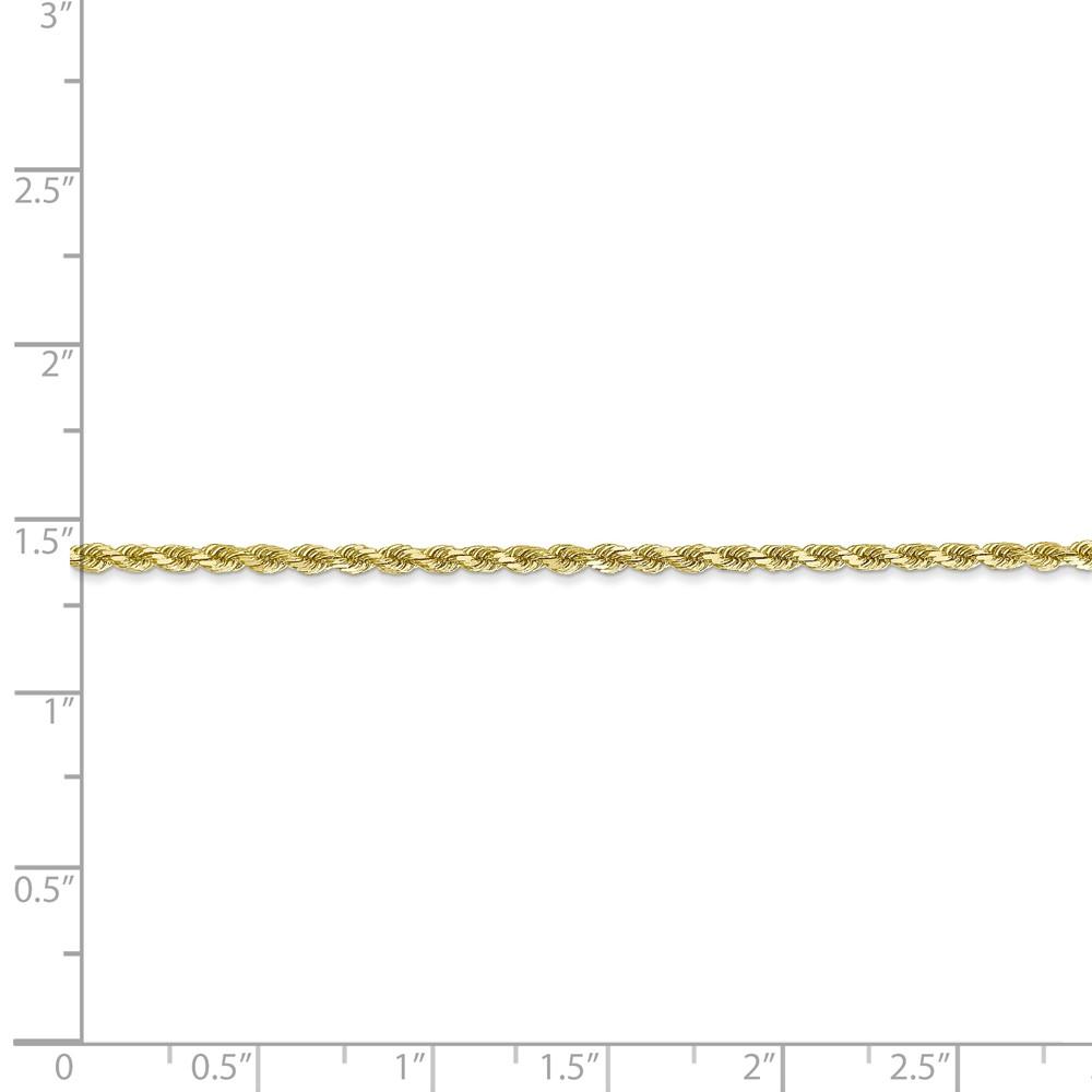 Black Bow Jewelry Company 2mm 10k Yellow Gold Diamond Cut Solid Rope Chain Necklace, 22 Inch