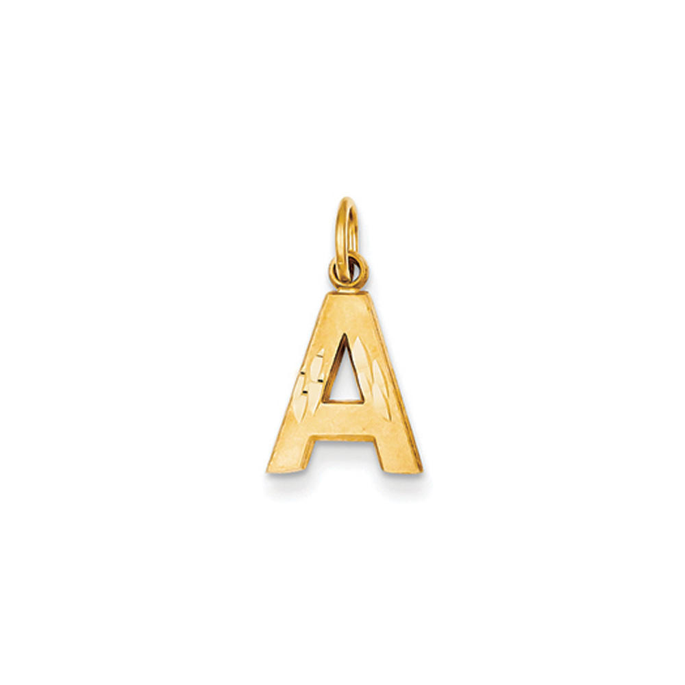 Black Bow Jewelry Company 14k Yellow Gold, Julia Collection, Small Satin Block Initial A Pendant