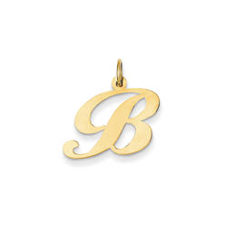Black Bow Jewelry Company 14k Yellow Gold, Ella Collection Medium Fancy Script Initial B Pendant