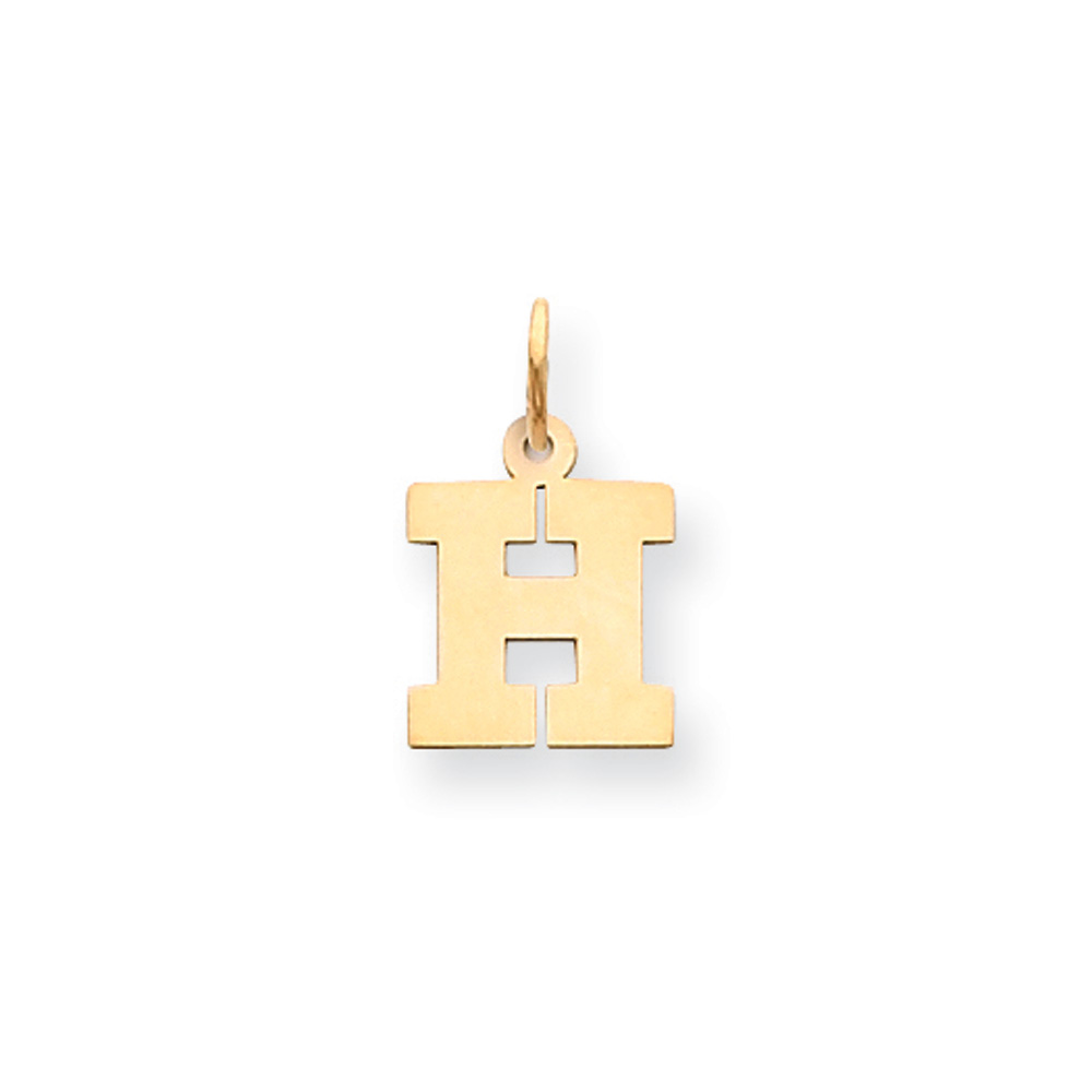 Black Bow Jewelry Company 14k Yellow Gold, Amanda Collection, Small Block Initial H Pendant