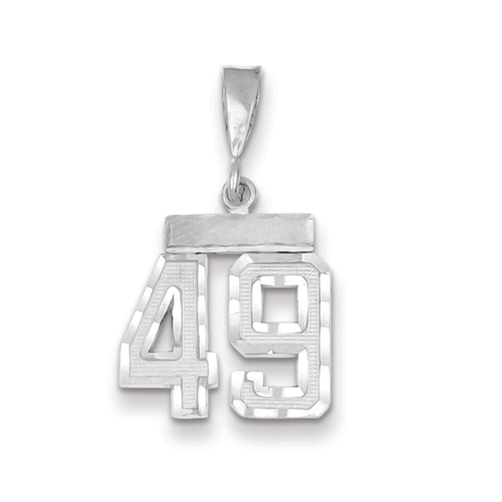 Black Bow Jewelry Company 14k White Gold, Varsity Collection, Small D/C Pendant, Number 49