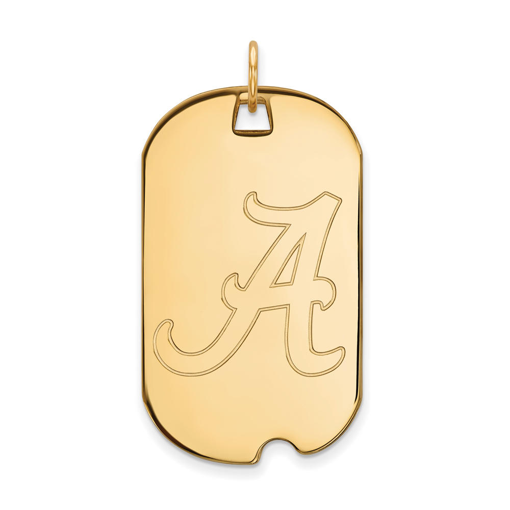 LogoArt 14k Yellow Gold U. of Alabama Large Initial A Dog Tag Pendant