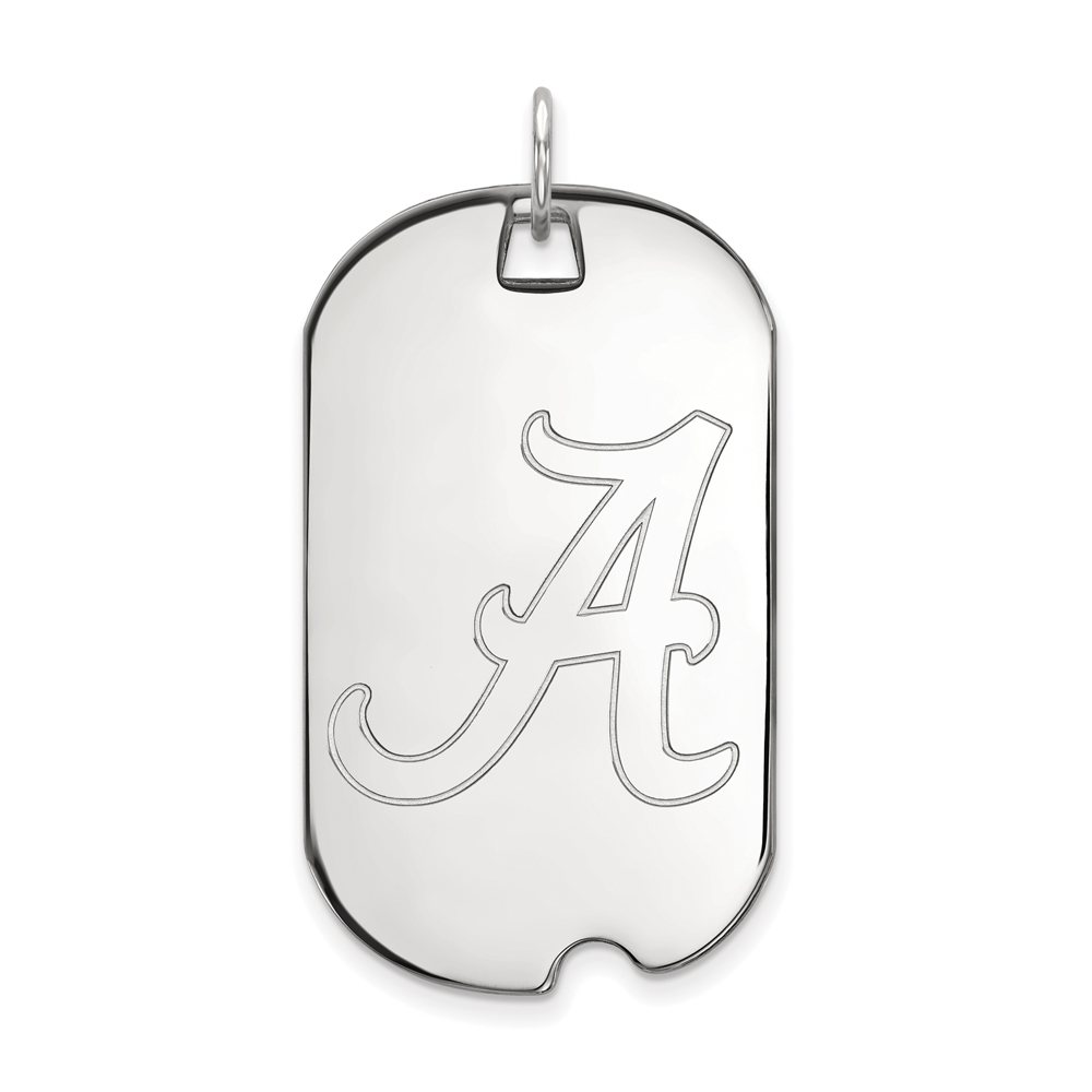 LogoArt 14k White Gold U. of Alabama Large Initial A Dog Tag Pendant