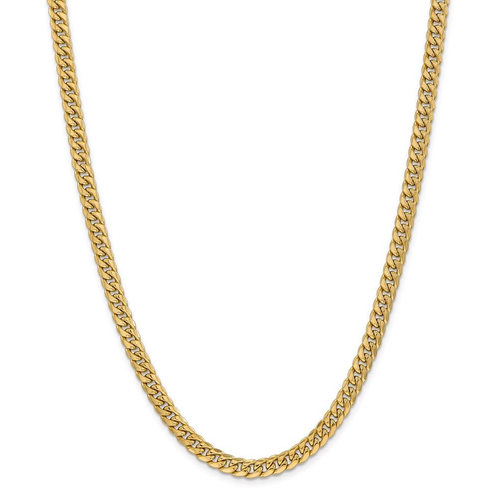 Black Bow Jewelry Company Men's 6mm 14k Yellow Gold Hollow Cuban Curb Chain Necklace