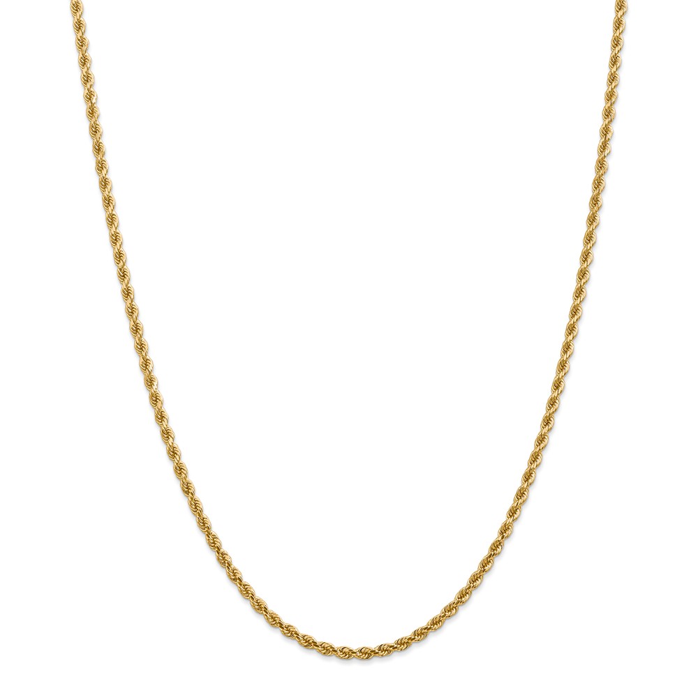 Black Bow Jewelry Company 2.75mm 14k Yellow Gold, Diamond Cut Solid Rope Chain Necklace