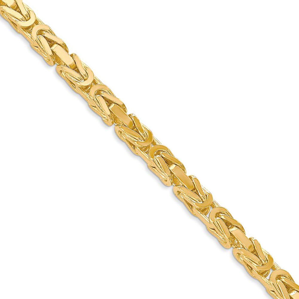 Black Bow Jewelry Company 4mm, 14k Yellow Gold, Solid Byzantine Chain Necklace