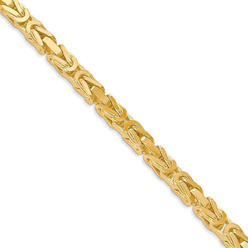 Black Bow Jewelry Company 4mm, 14k Yellow Gold, Solid Byzantine Chain Necklace