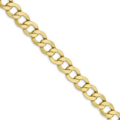 Black Bow Jewelry Company Men's 6.5mm, 10k Yellow Gold Hollow Curb Link Chain Necklace