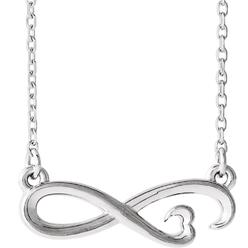 Black Bow Jewelry Company 14k White, Yellow or Rose Gold Infinity Heart Necklace, 16-18 Inch