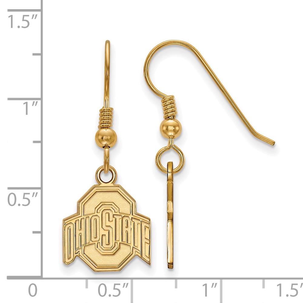 LogoArt 14k Gold Plated Silver Ohio State University Small Dangle Earrings