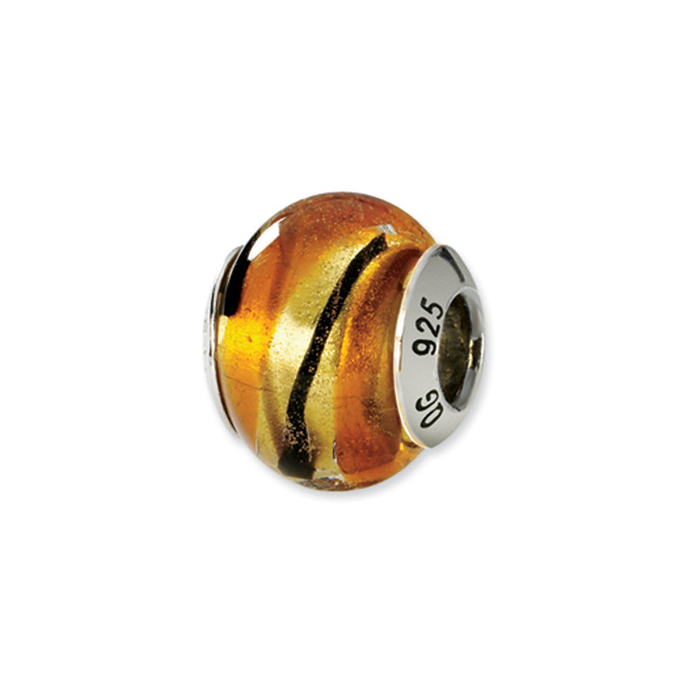 Black Bow Jewelry Company Sterling Silver, Yellow, Golden and Black Murano Glass Bead Charm