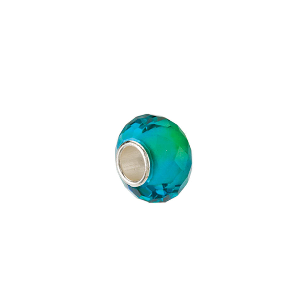 Black Bow Jewelry Company Blue and Green, Faceted Glass & Sterling Silver Bead Charm