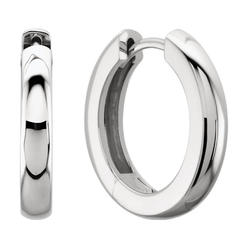 Black Bow Jewelry Company 3 x 11.5mm (1/8 x 7/16 Inch) 14k White Gold Hinged Round Hoop Earrings