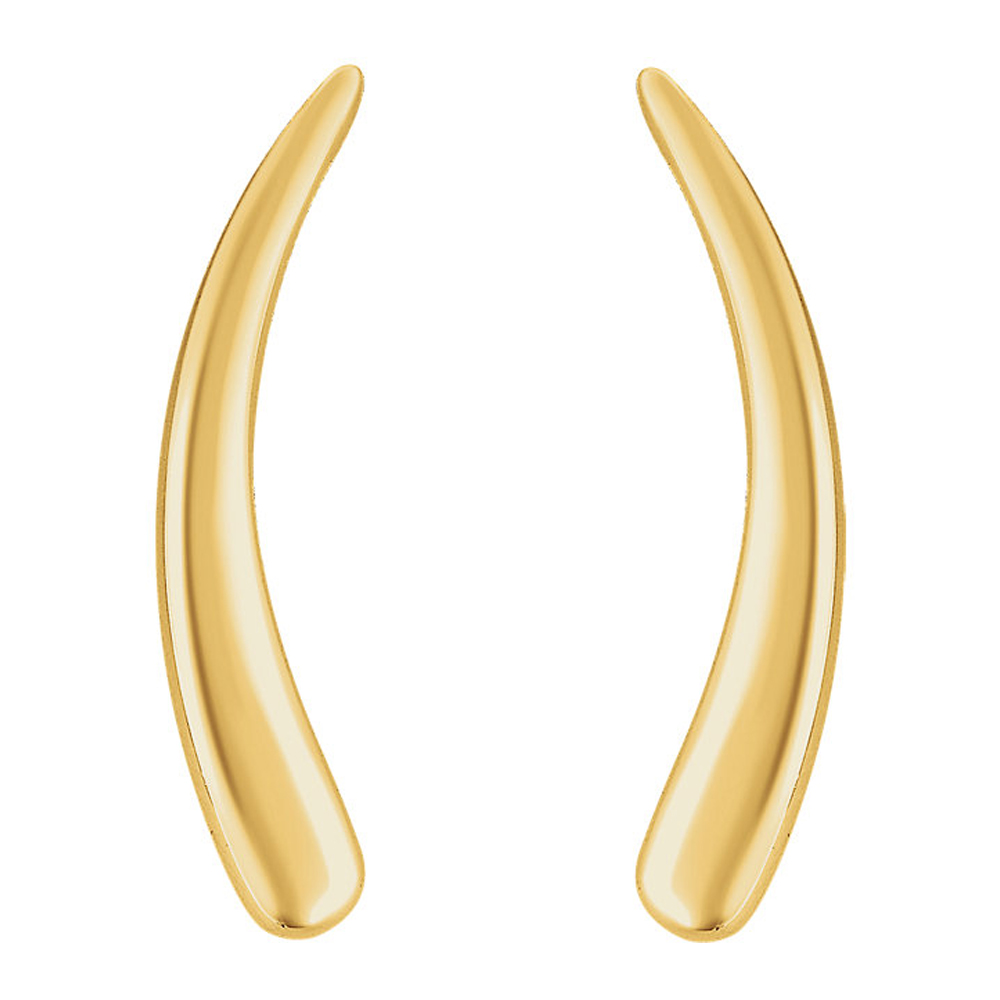 Black Bow Jewelry Company 2mm x 20mm (3/4 Inch) 14k Yellow Gold Curved Ear Climbers