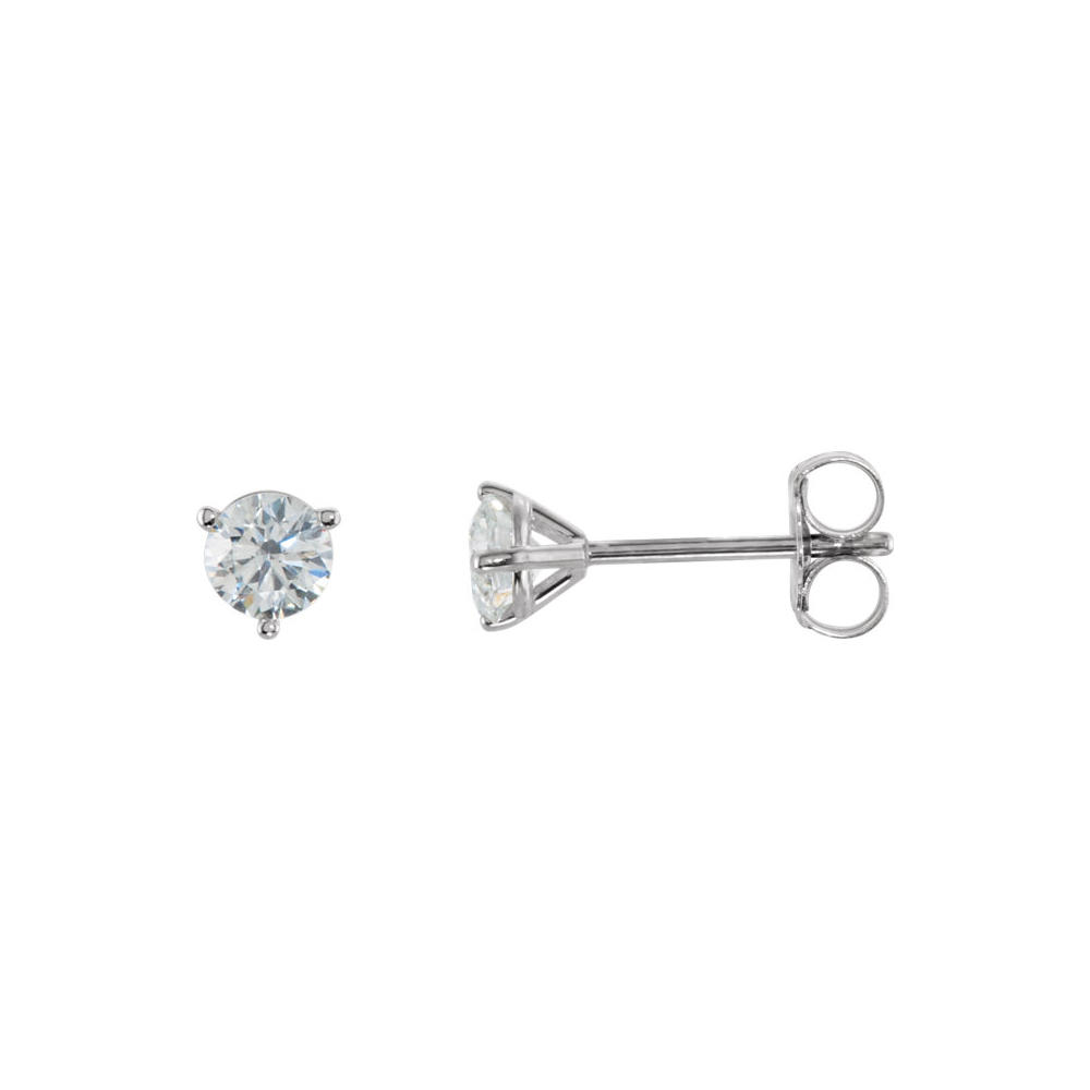 Black Bow Jewelry Company 1/2 Cttw Round Diamond Friction Back Stud Earrings in 14k White Gold